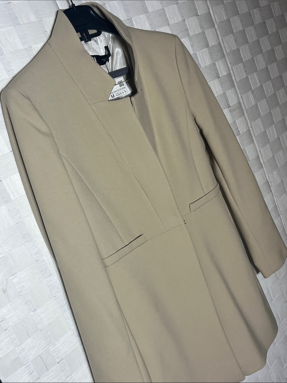 Zara Beige Tailored Long Blazer